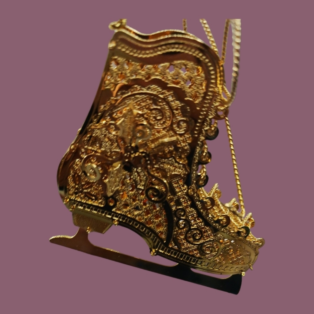 Danbury mint vtg ice skate 23k gold electroplated ornament - Picture 6 of 8